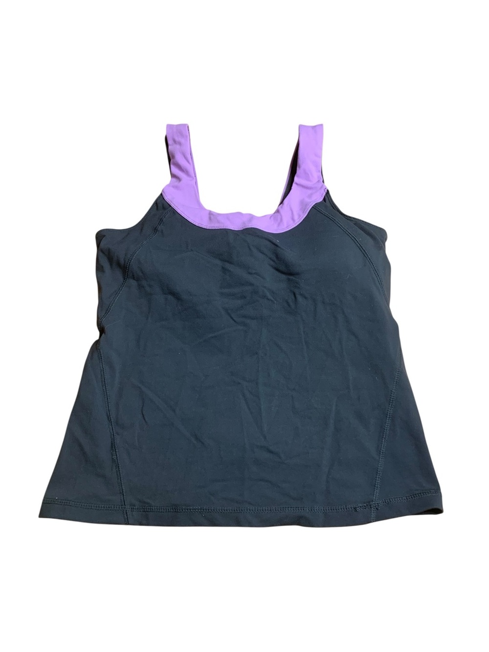 Kyodan Two-Tone Activewear Tank Top with Built-In Shelf Bra - Size Large